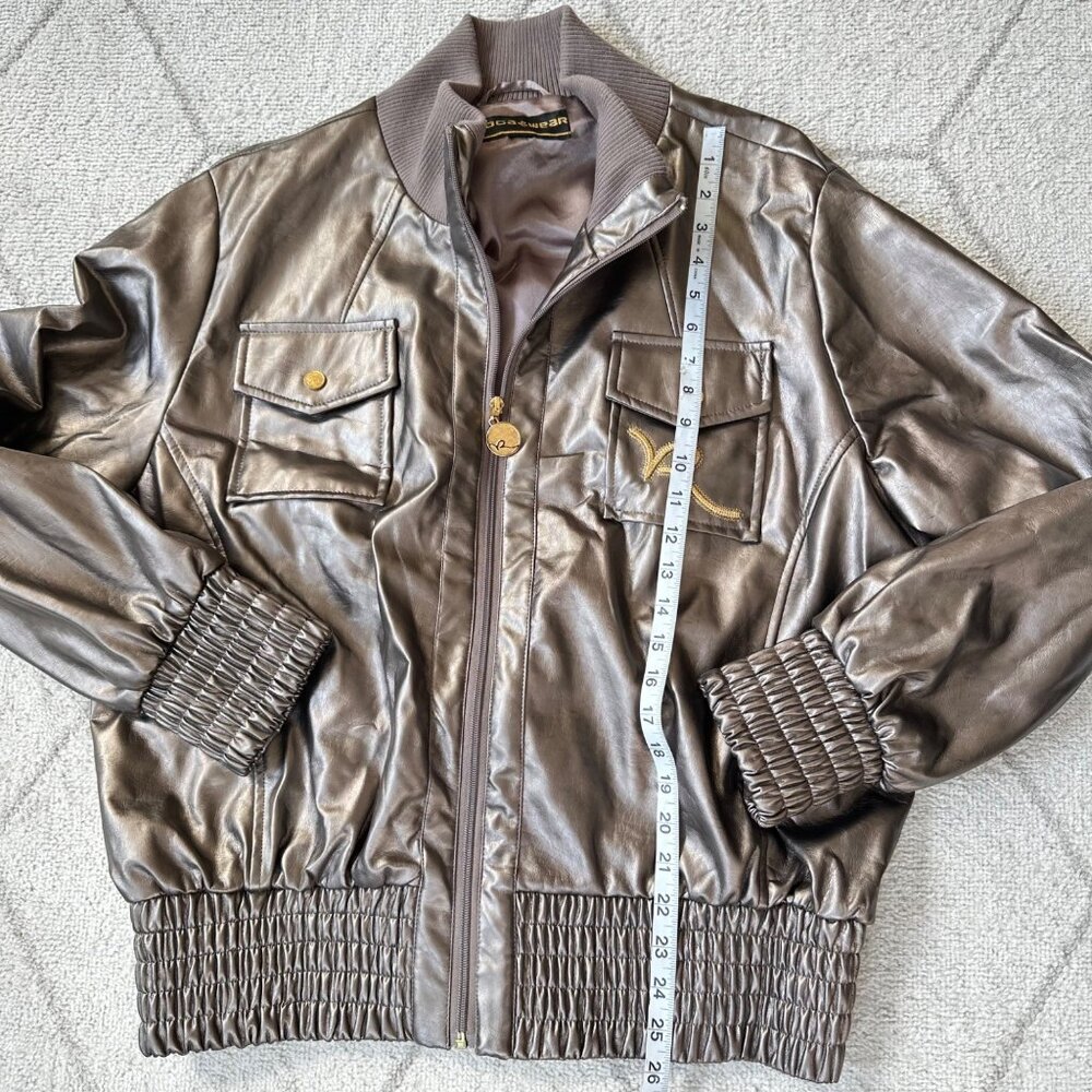 Rocawear Faux Leather Y2K Bomber Jacket x2 Sz Large - Picture 6 of 7
